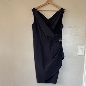Alex Evenings Navy Blue Sleeveless Dress with Embellishment
